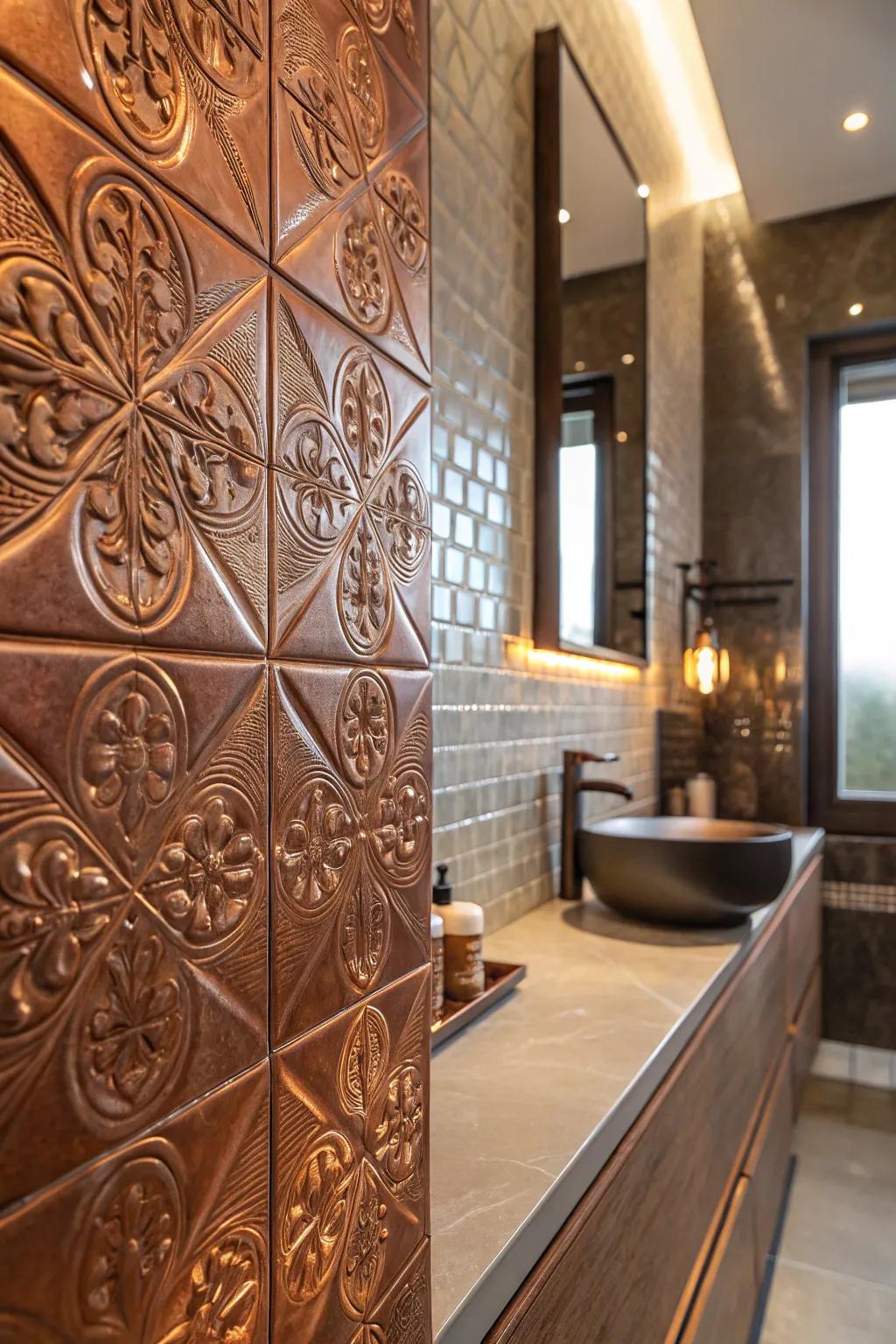 Make a statement with copper tile accents.