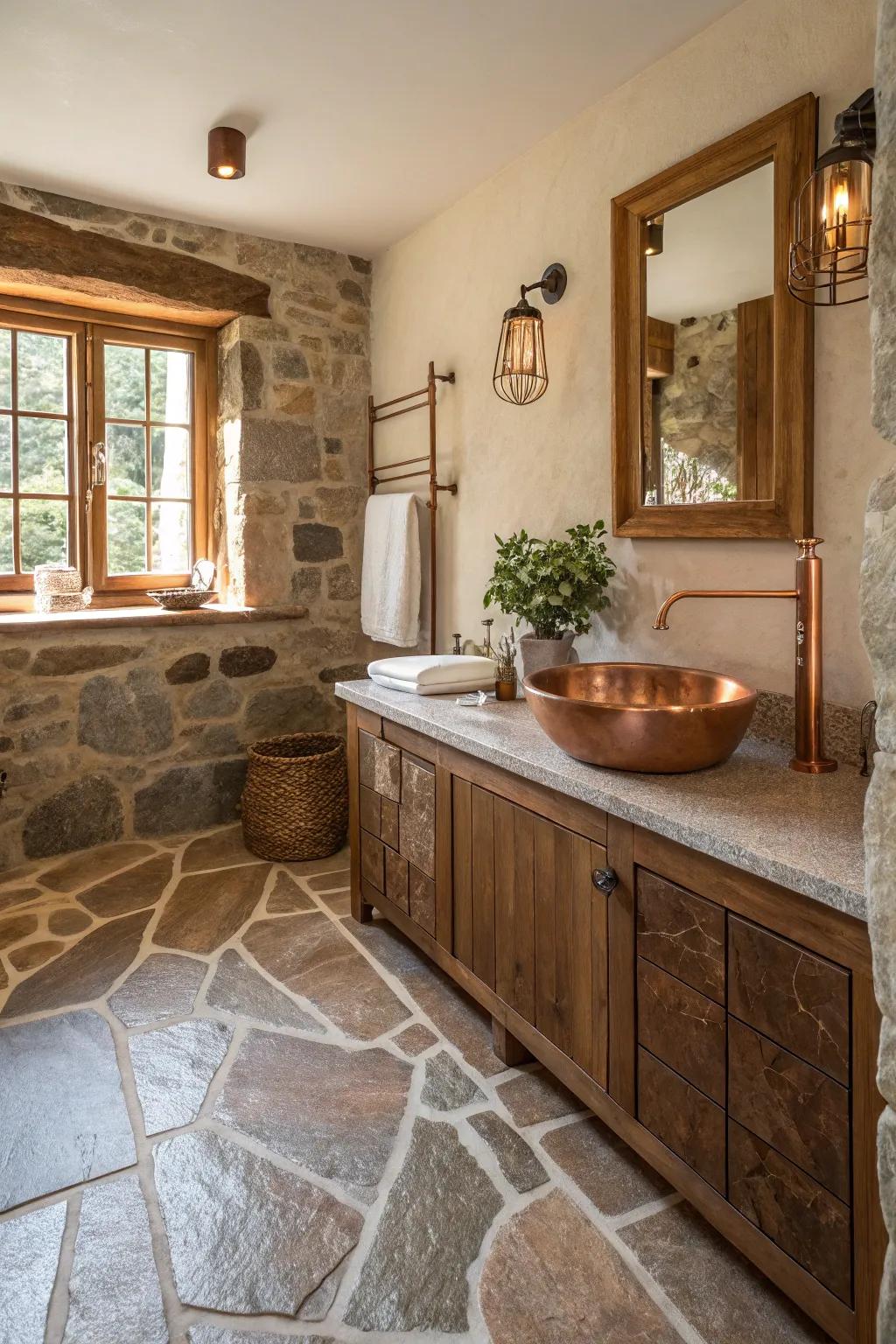Combine stone and copper for timeless elegance.