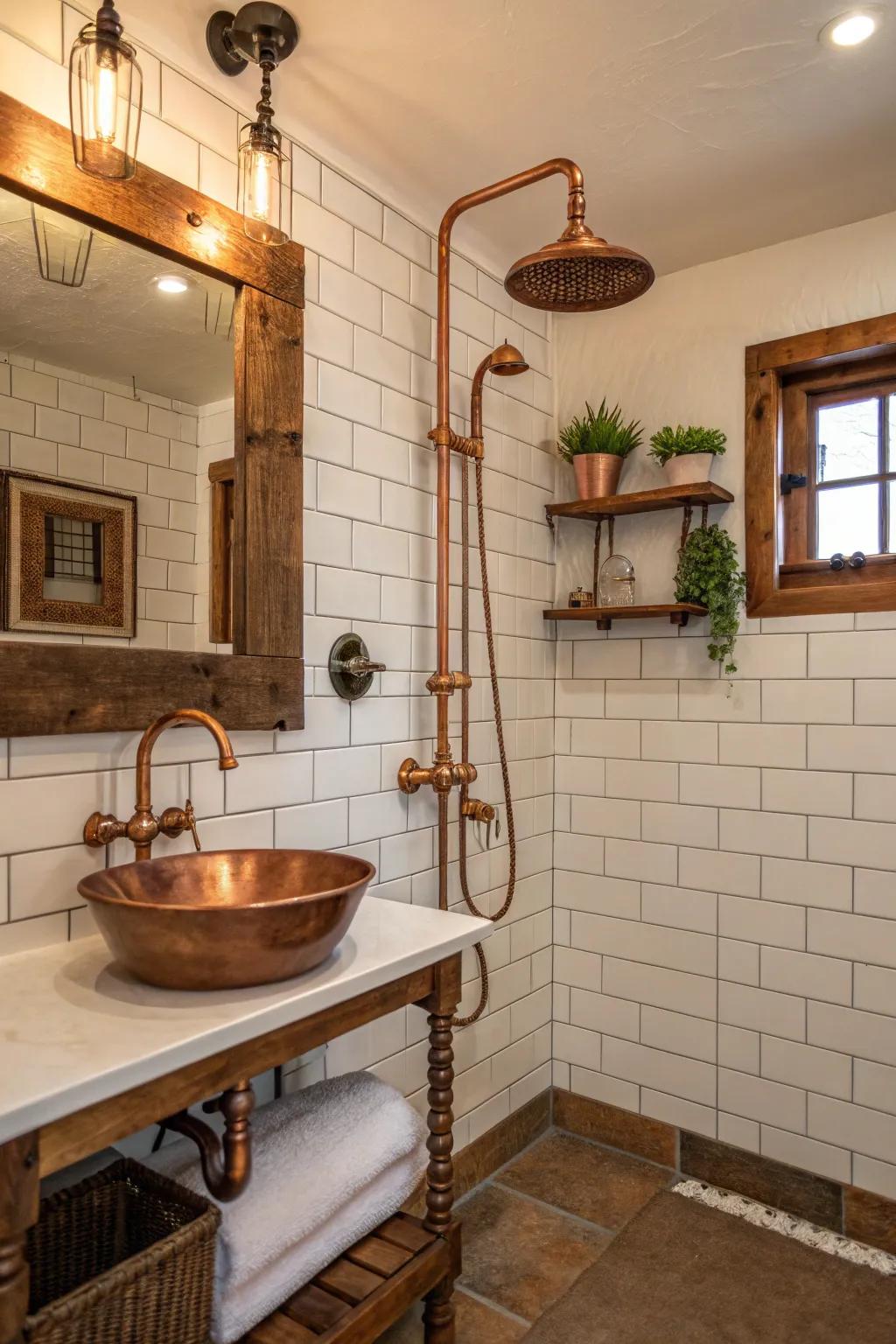 Upgrade your shower with elegant copper accessories.