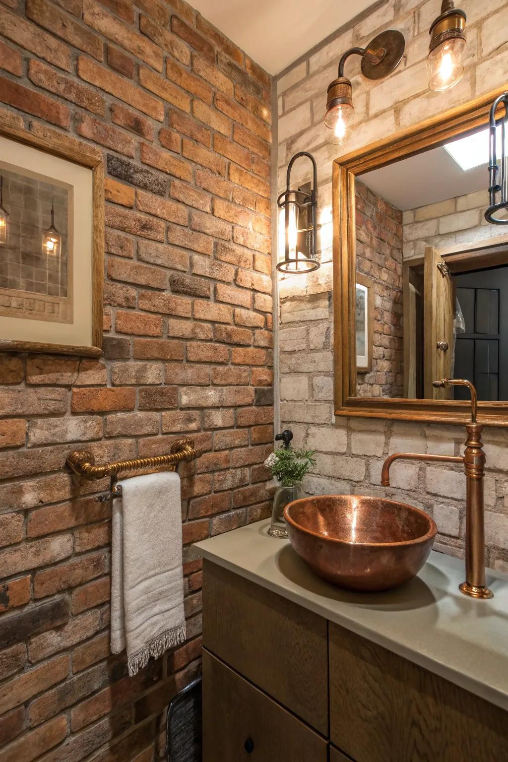 Add rustic charm with embossed brick walls.