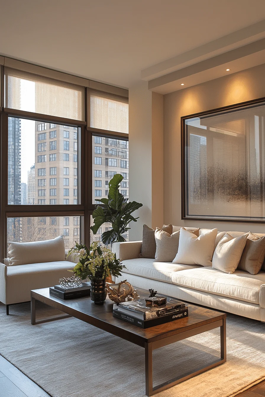 Calming Transitional Living Room with Earth Tones