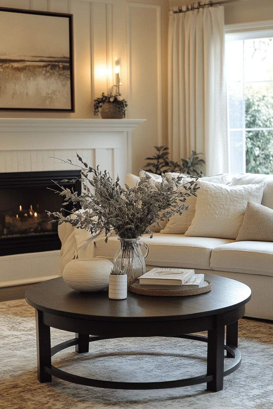 Plush Seating and Sleek Tables in Living Room
