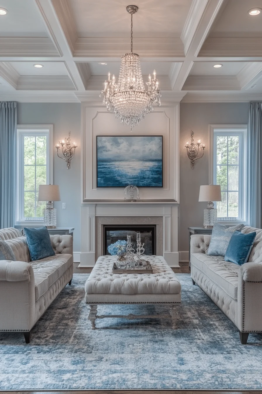 Clean-Lined Furniture and Classic Details in Living Room