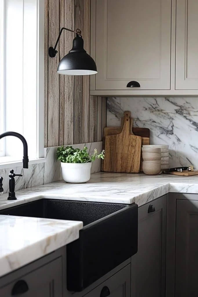 Elegant Marble Countertops for Farmhouse Kitchens