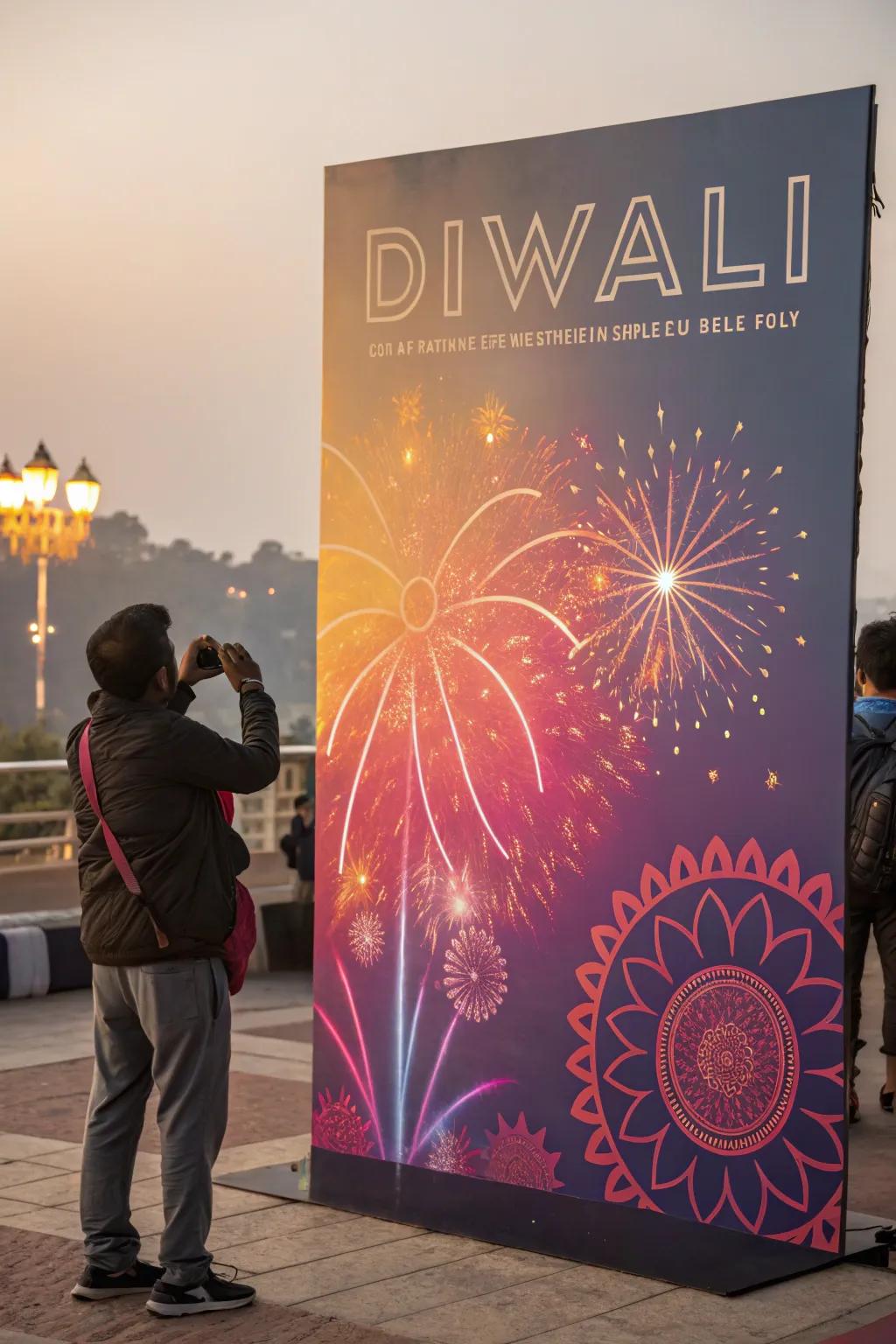 Modern Diwali poster featuring abstract art elements.