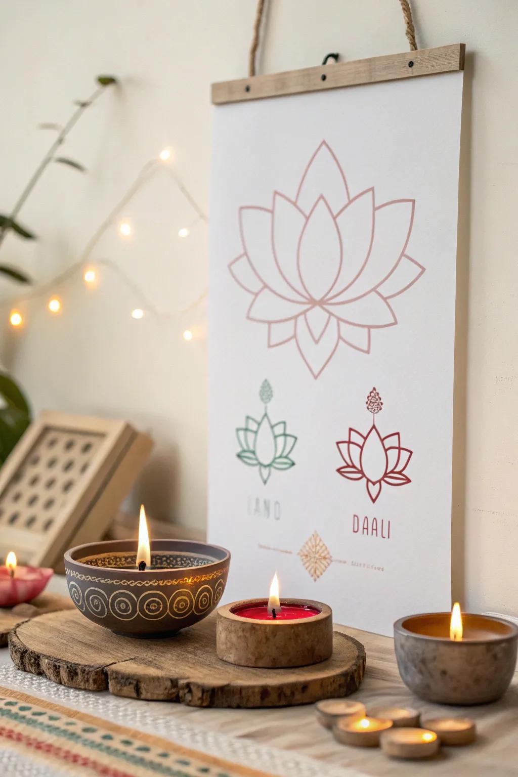 Modern Diwali poster showcasing minimalist design with subtle elegance.