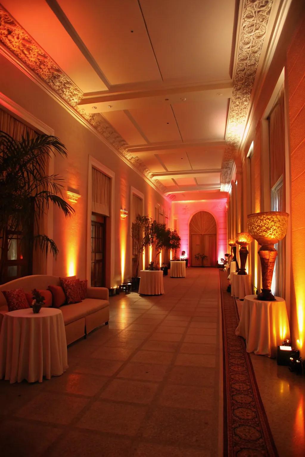 Warm ambient lighting enhances the birthday party atmosphere.