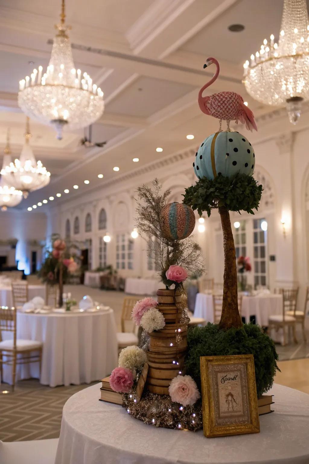 Creative table centerpieces add charm and personality.