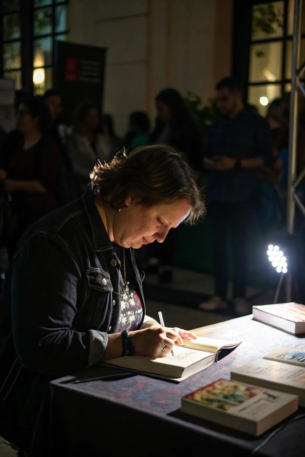 A spotlight adds a theatrical touch.