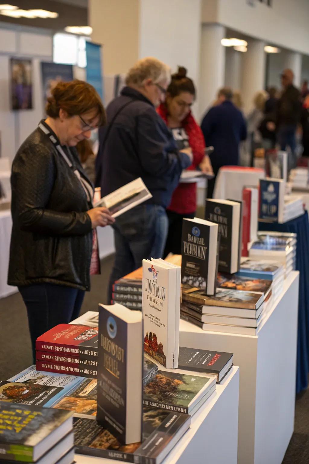 Varying heights make books stand out.