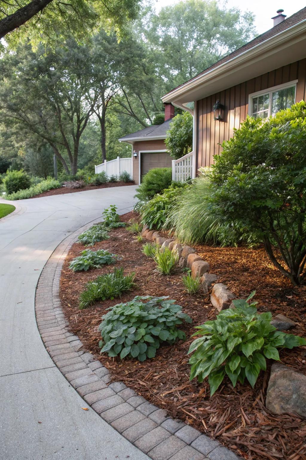 Organic bark mulch preserving moisture and enhancing aesthetics.