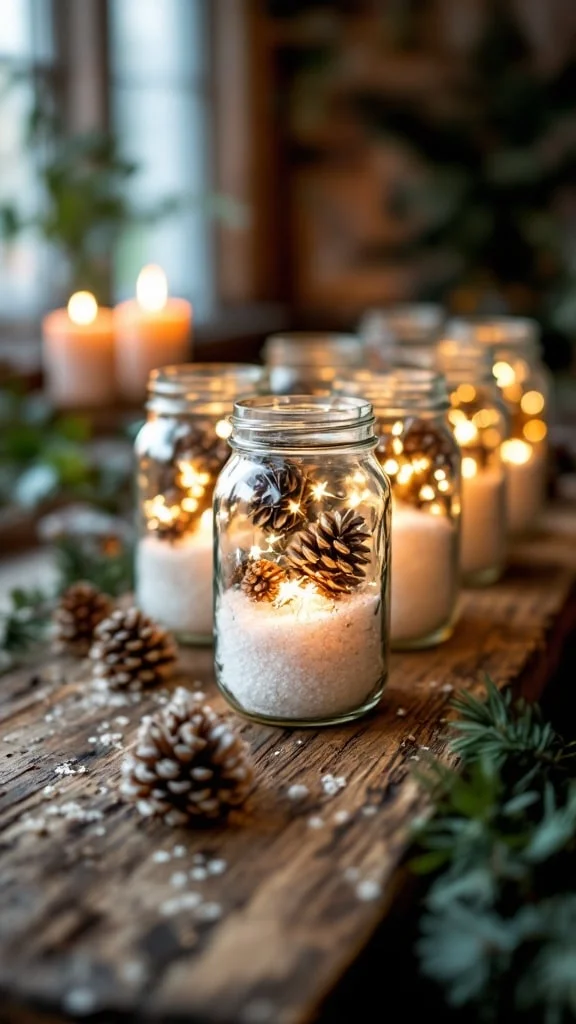 Mason Jar Luminaries with a Rustic Twist