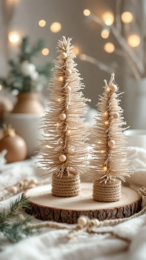 Twine and Wooden Ornament Trees for Handmade Charm