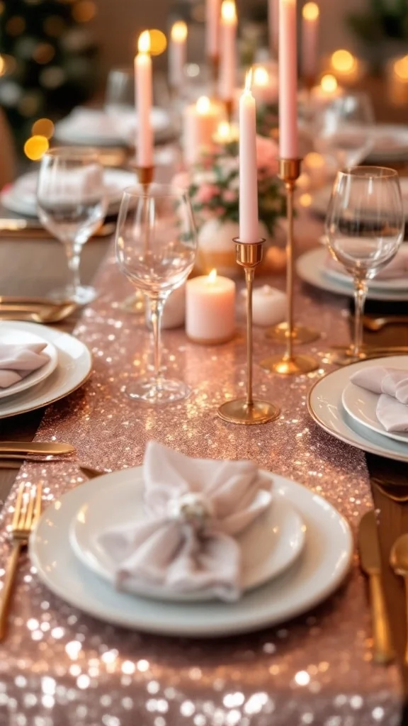 Rose Gold Table Runners and Place Settings