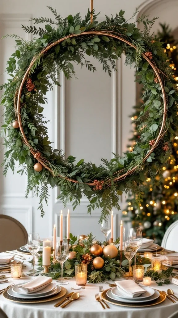 Rose Gold and Greenery Overhead Displays