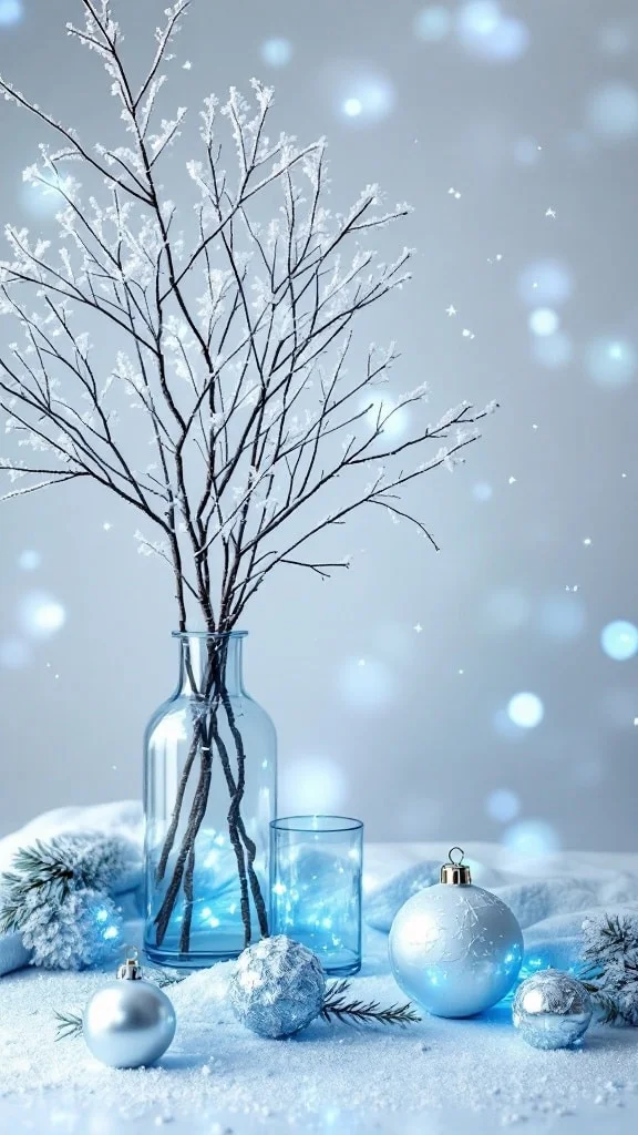 Icy Blue and Crystal Holiday Decor