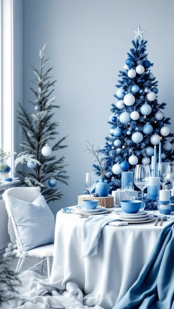 Monochromatic Blue Holiday Decor
