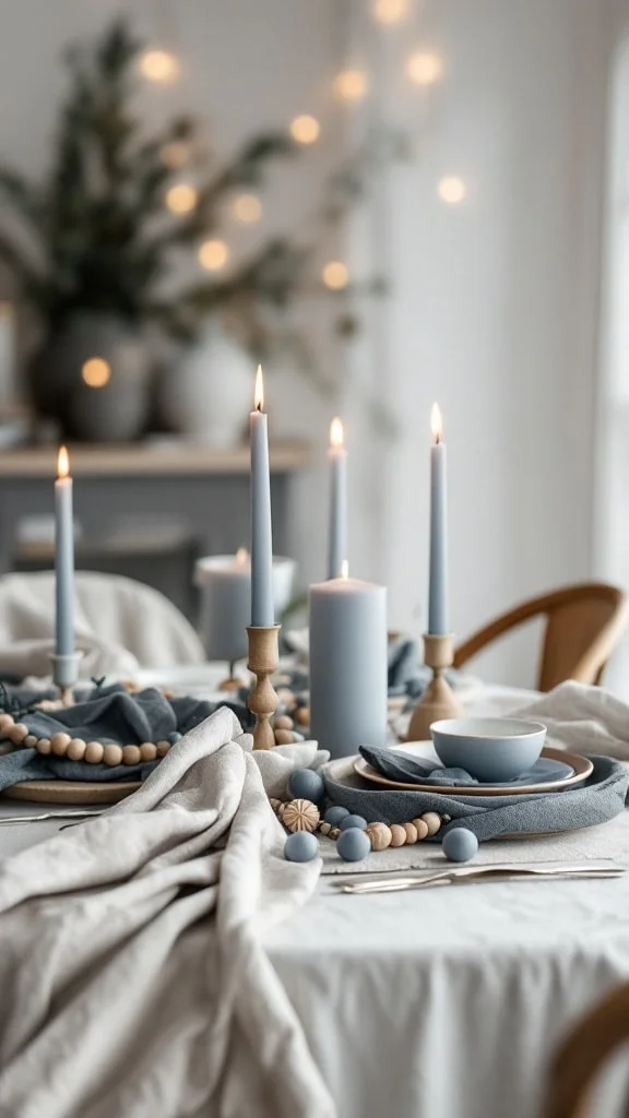 Toned-Down Blue and Neutral Holiday Decor