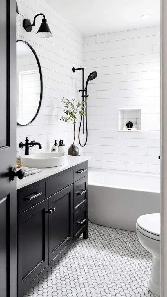Modern black and white bathroom