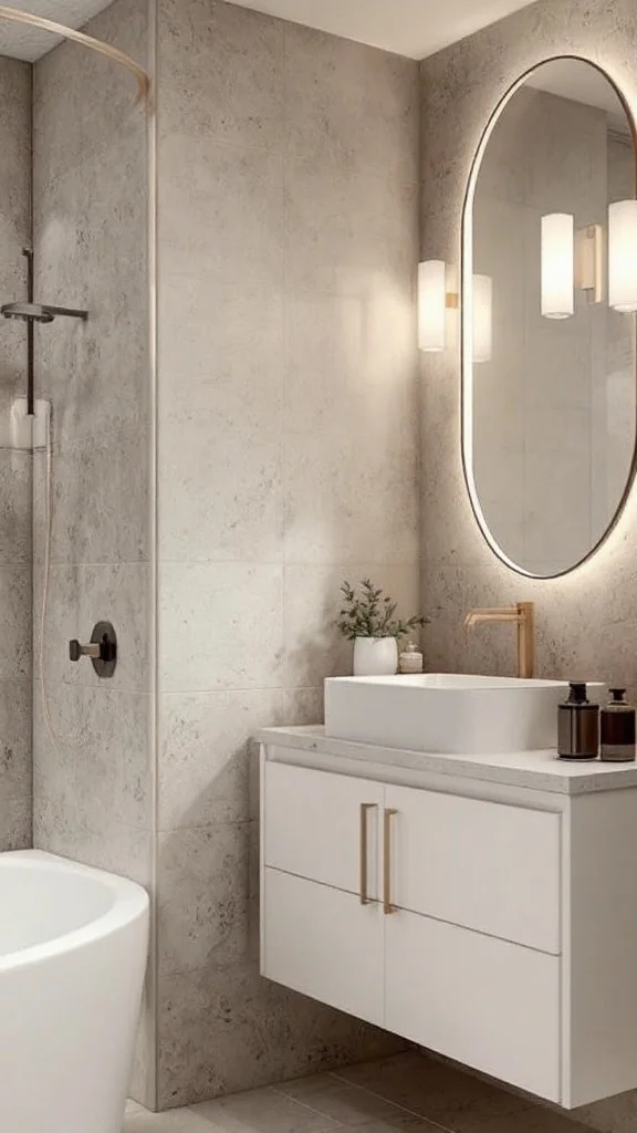 Muted monochromatic bathroom