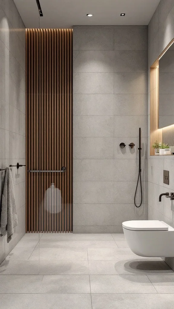 Light gray cement tiles in bathroom
