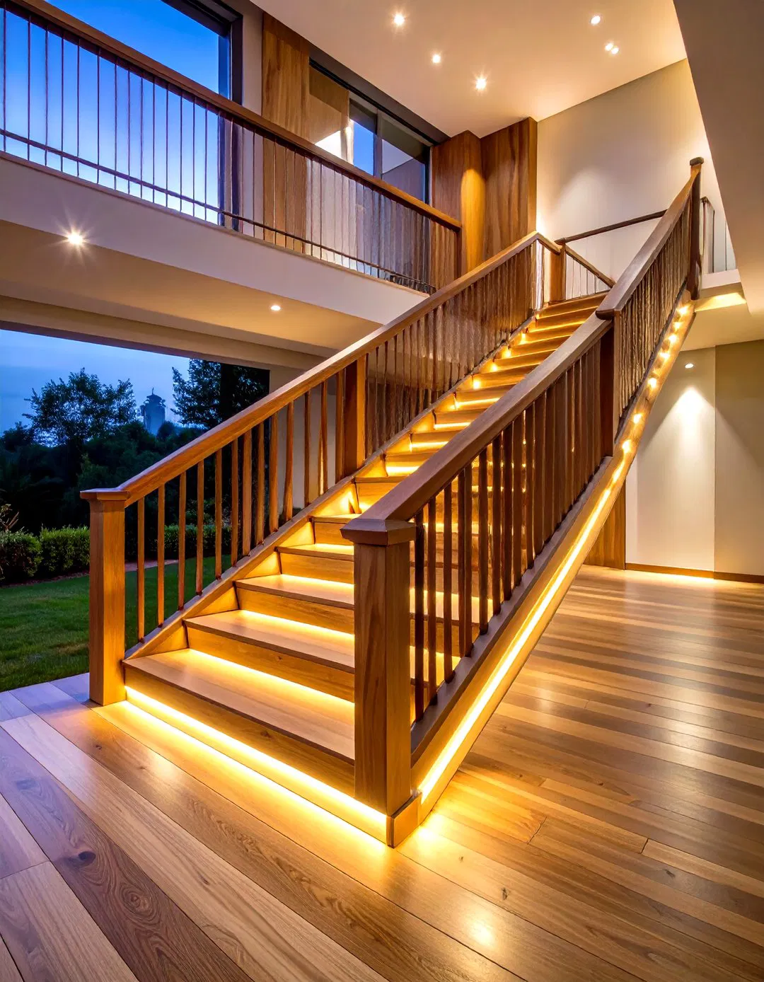 LED Integrated Wood Railings