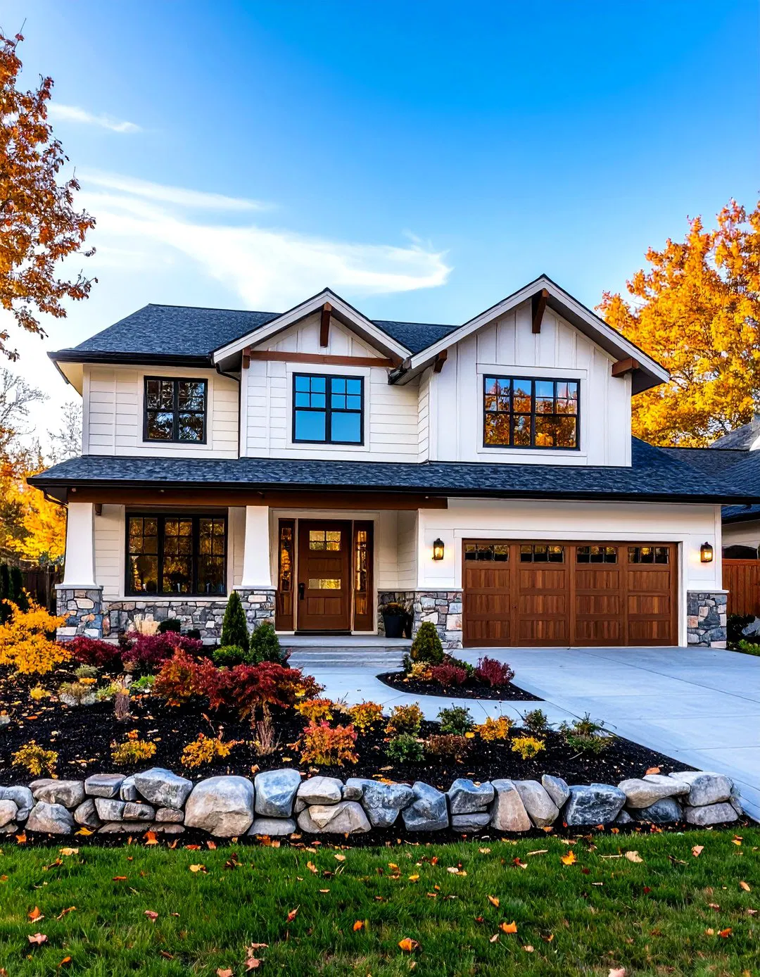 Ranch Style Horizontal Emphasis Design - 24 White Siding House Designs