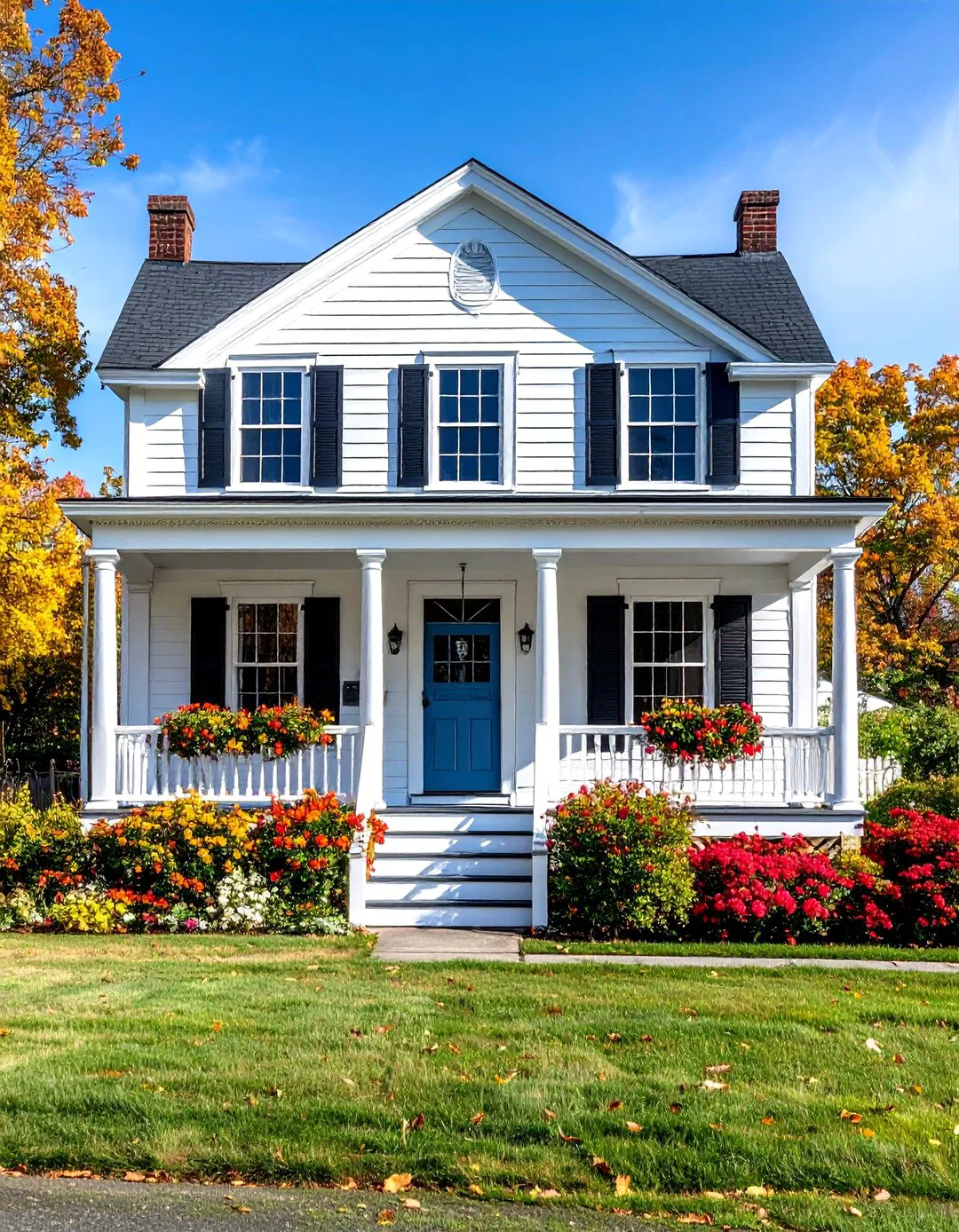Federal Style Symmetrical White Clapboard - 24 White Siding House Designs