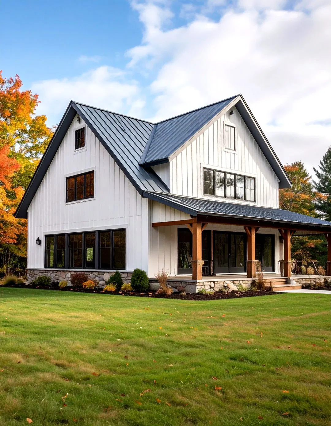 Rustic Barn Inspired Vertical Siding - 24 White Siding House Designs