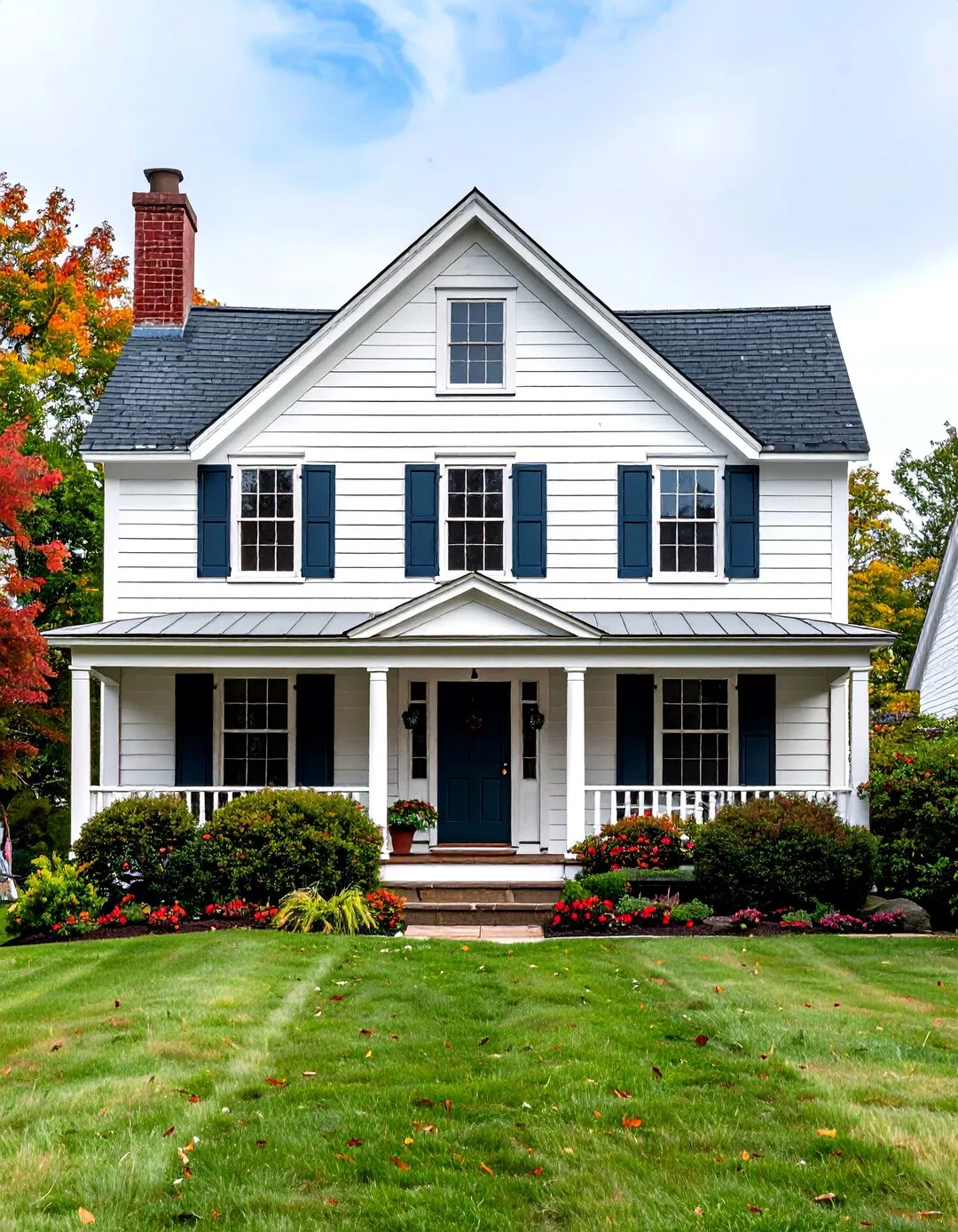 Saltbox Traditional New England Character - 24 White Siding House Designs