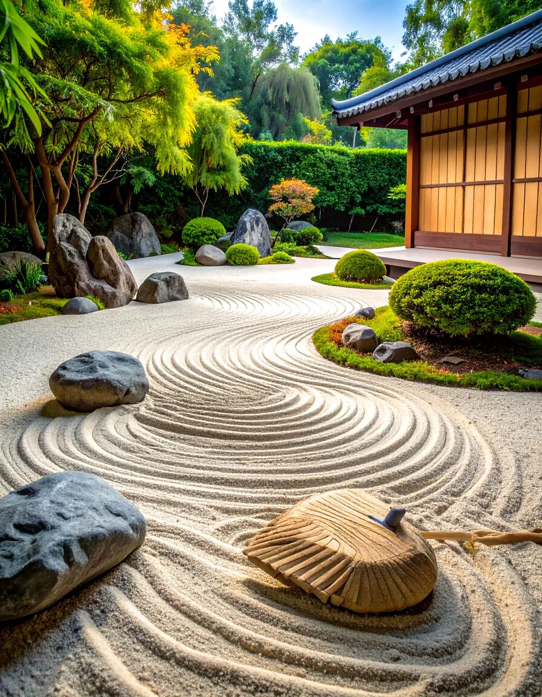 Meditative Sand Raking Patterns - Zen Garden Ideas