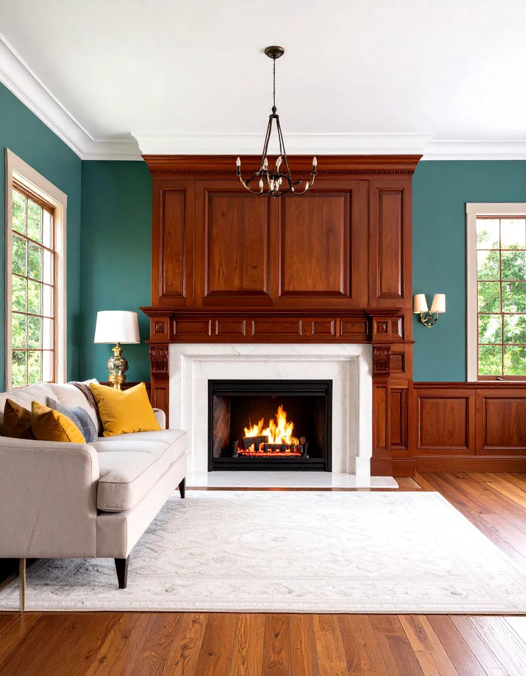 Traditional Cherry Wood Mantel with Dentil Molding