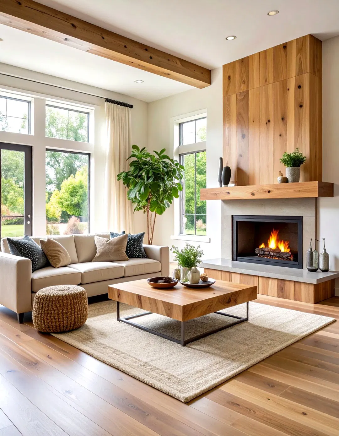 Rough Sawn Oak Mantel with Natural Edge