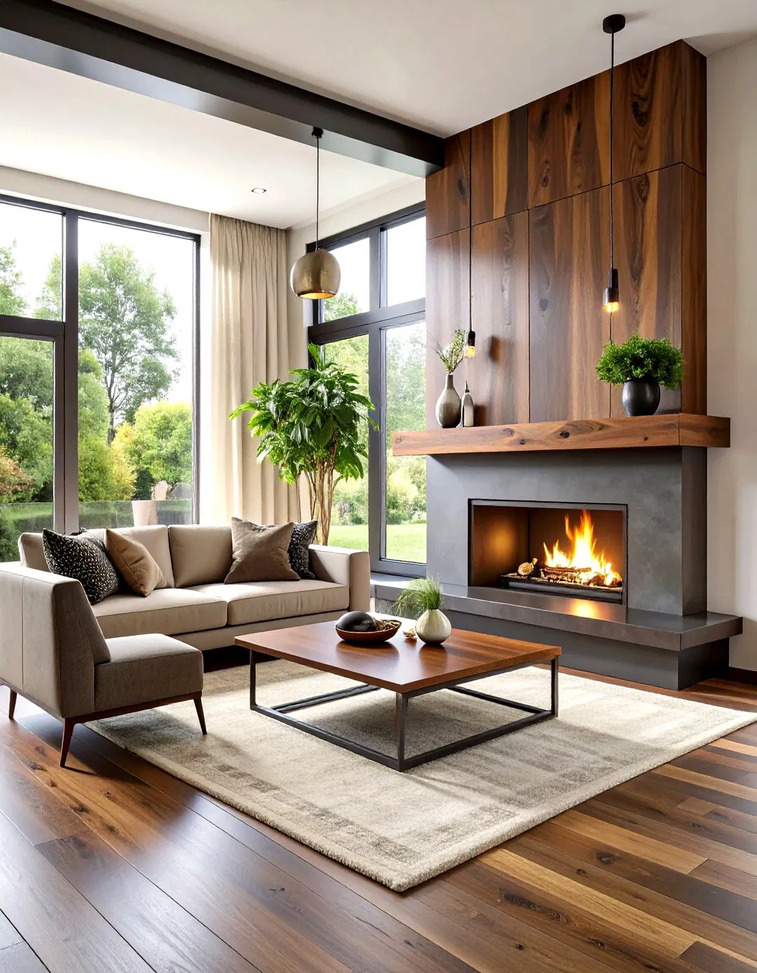 Black Walnut Live Edge Mantel with Steel Brackets