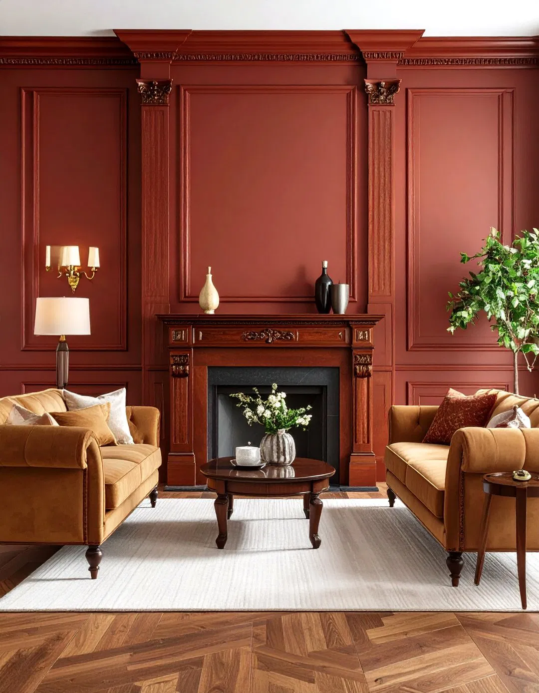 Colonial Mahogany Mantel with Fluted Columns