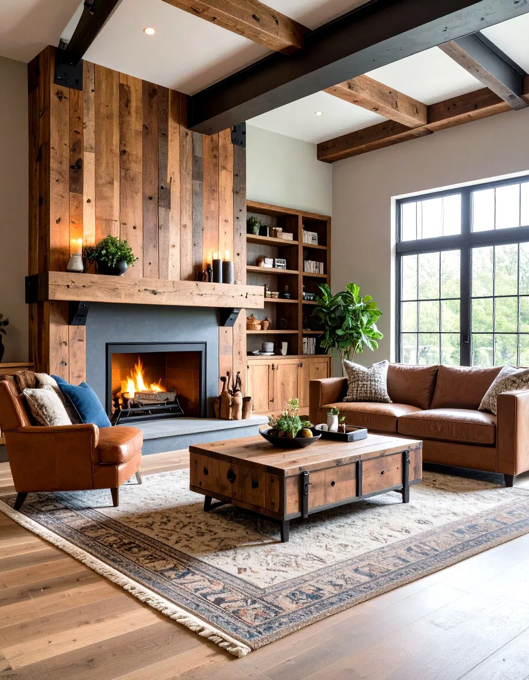 Industrial Style Reclaimed Wood Mantel