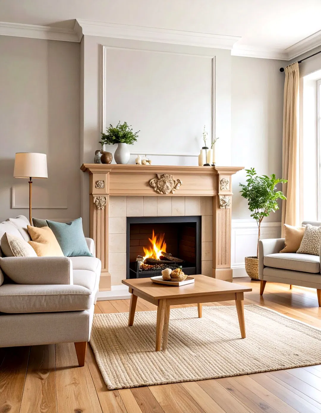 French Country Beech Wood Mantel