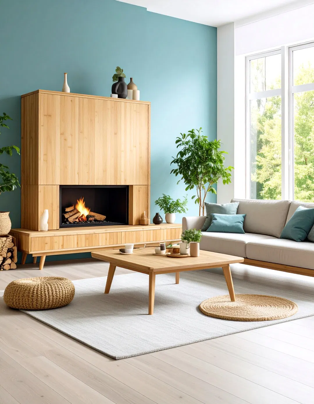 Modern Bamboo Wood Mantel