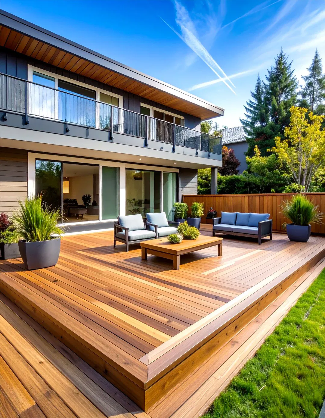 Diagonal Pattern Hardwood Deck