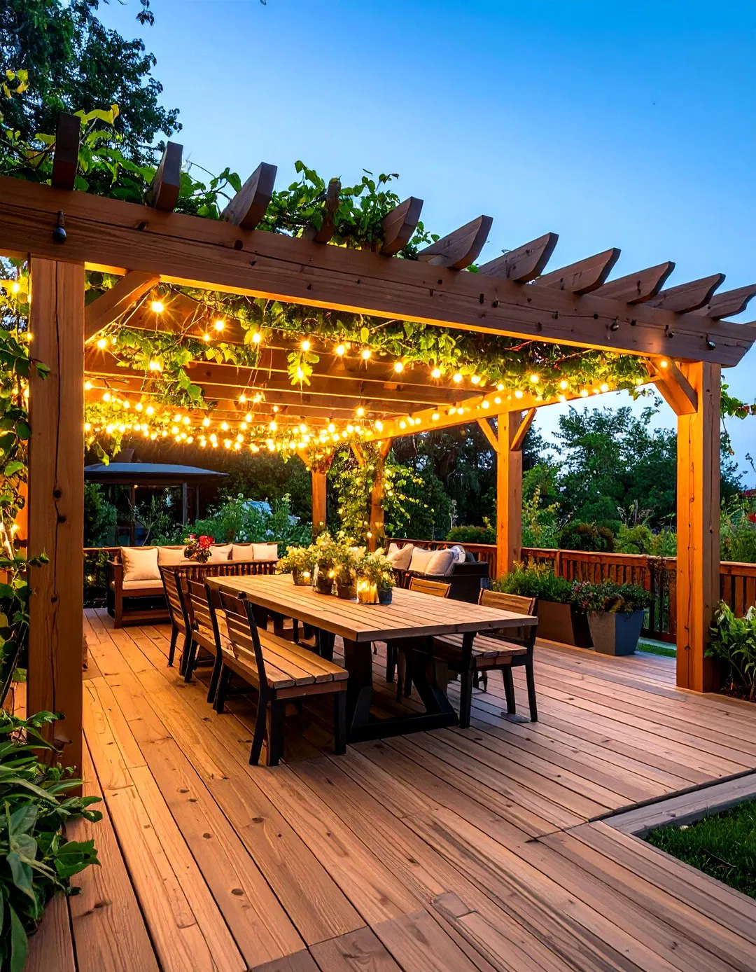 Pergola Covered Cedar Deck Retreat