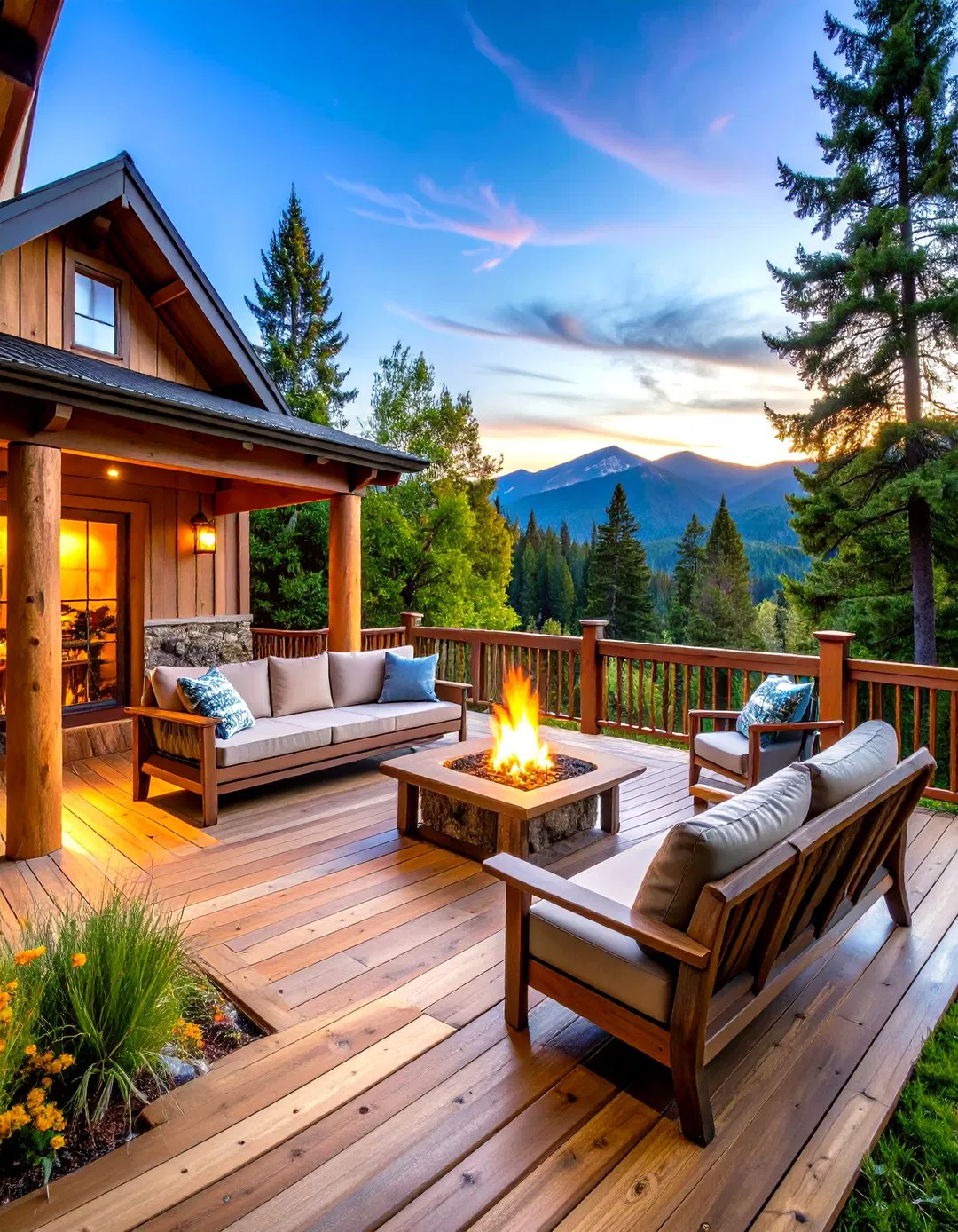 Rustic Mountain Cabin Deck Style