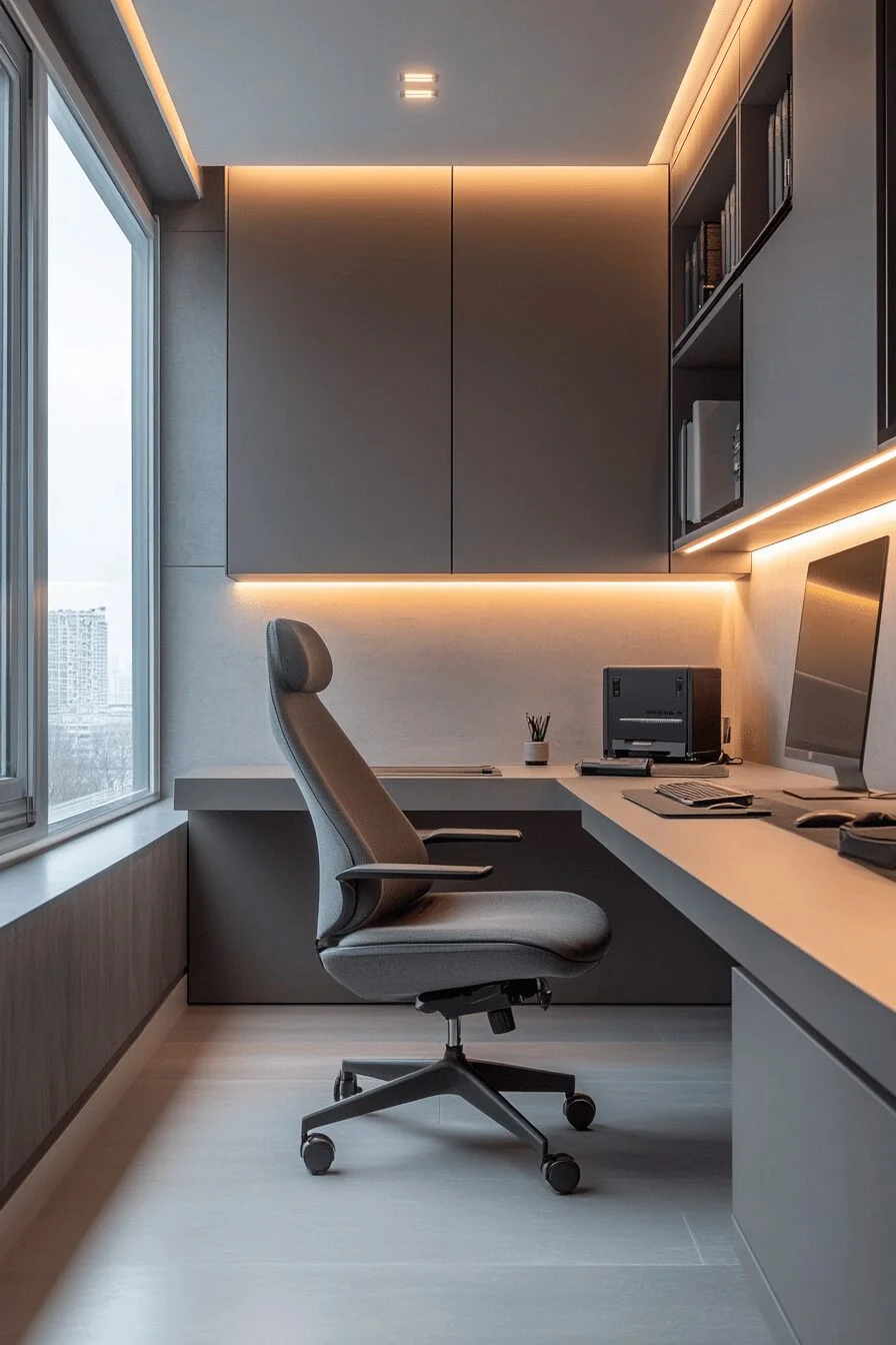 Minimalist Home Office as a Tranquil Workspace