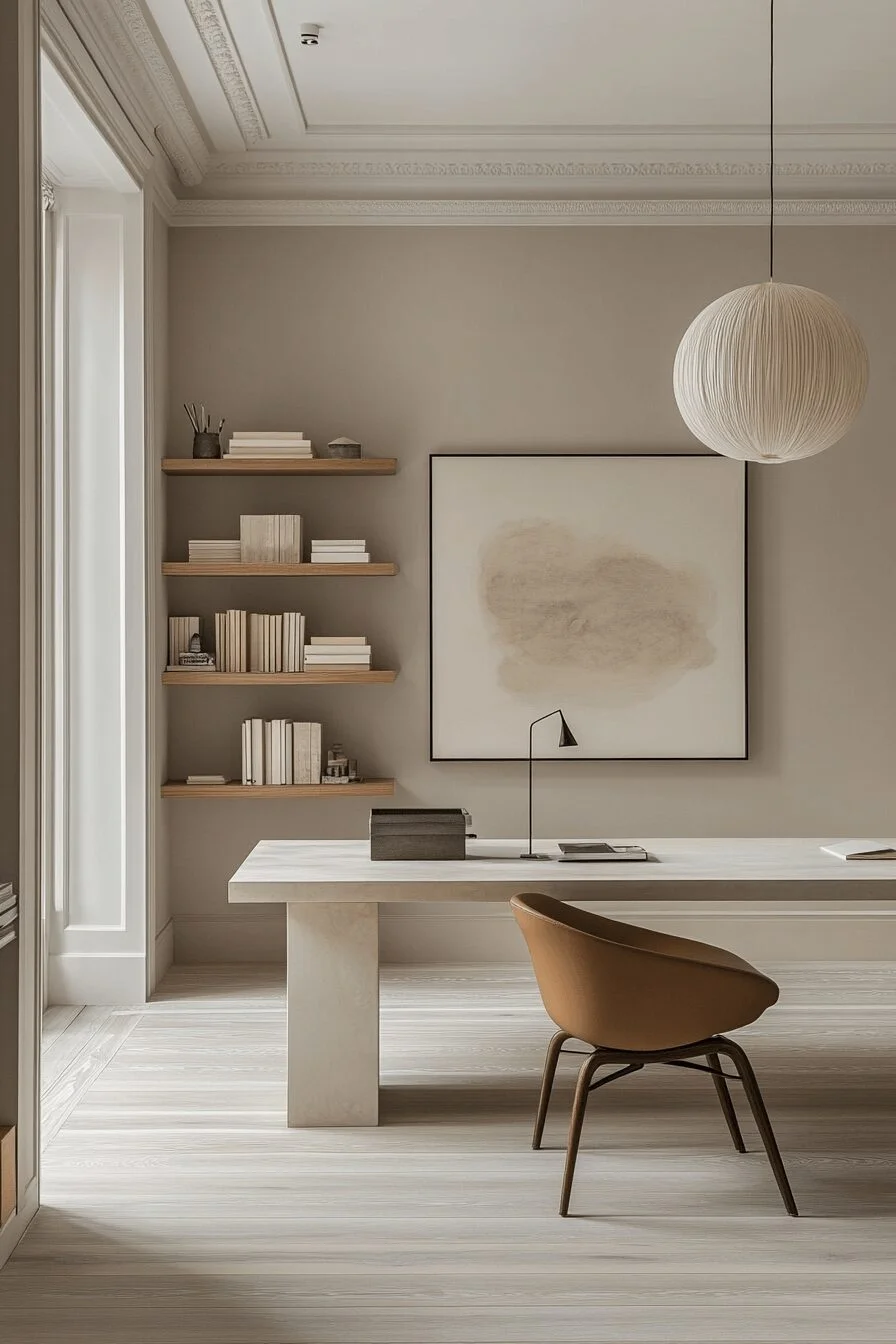 Minimalist Home Office with Warm Neutral Foundation