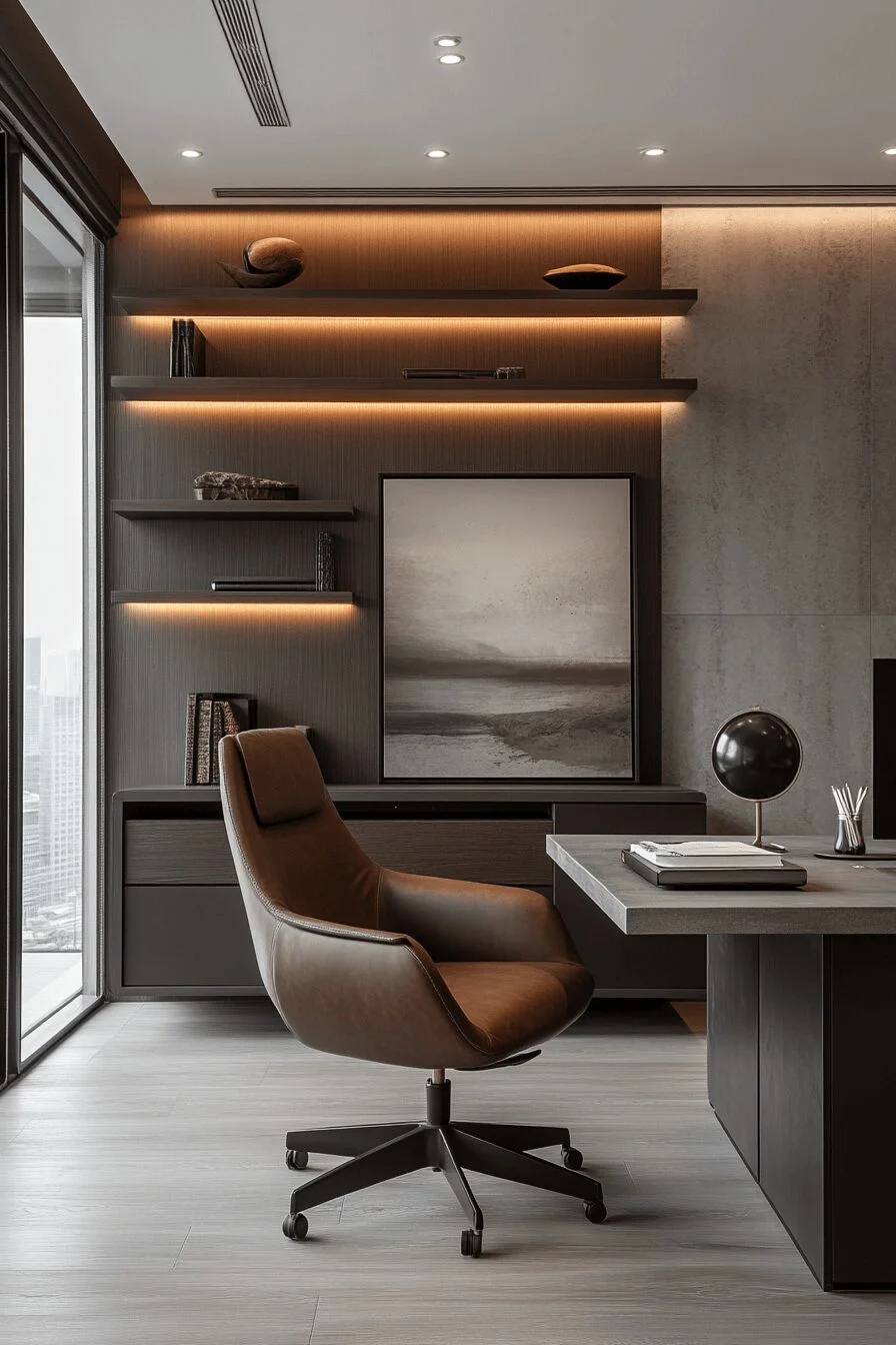 Minimalist Home Office with Sleek Surfaces