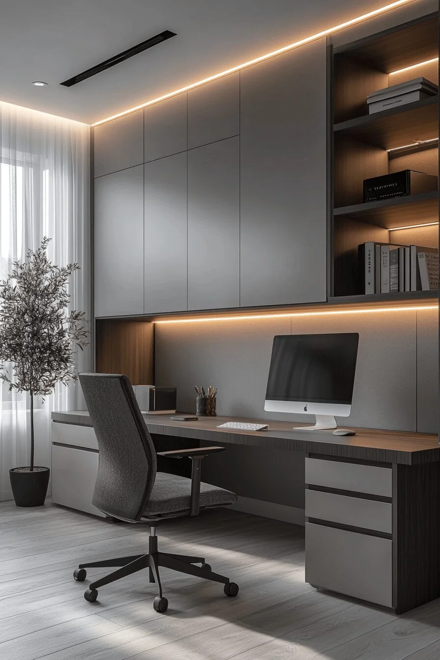 Minimalist Home Office with Unified Monochrome