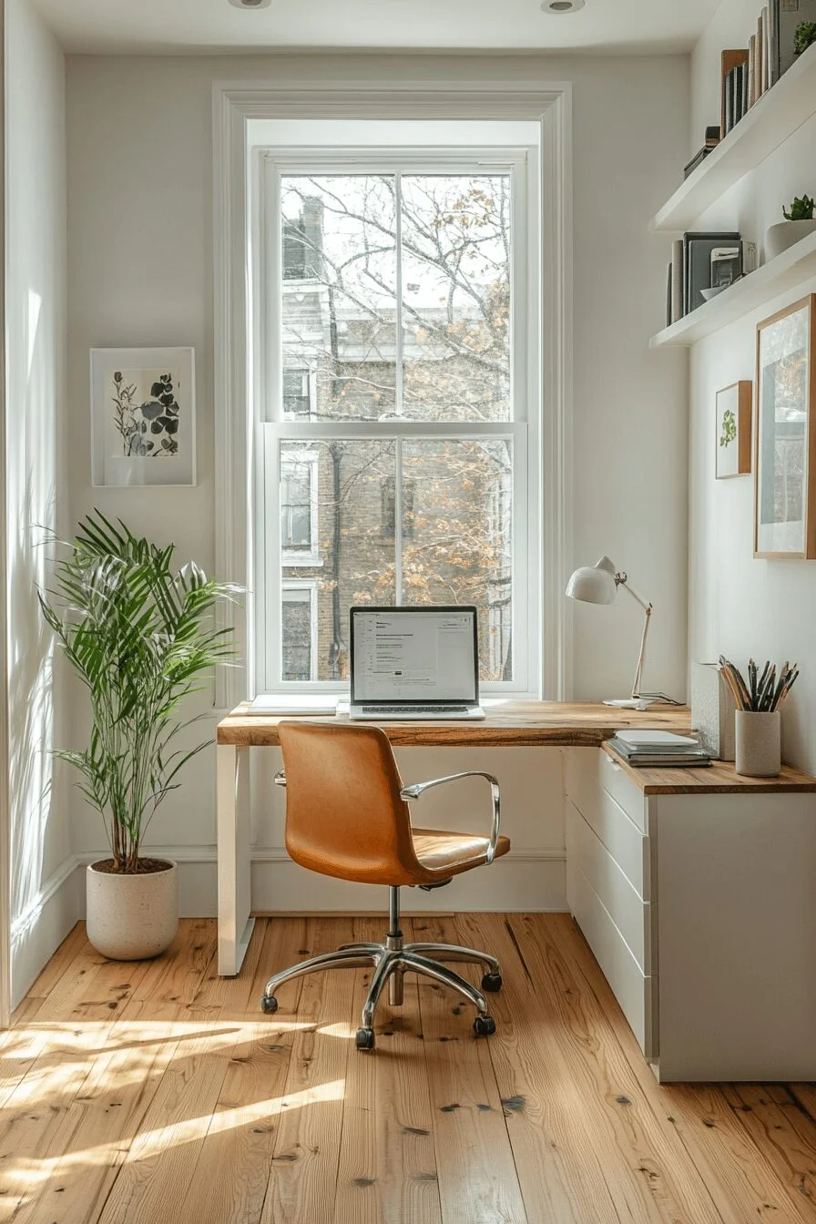 Minimalist Home Office with Bright and Airy Feel