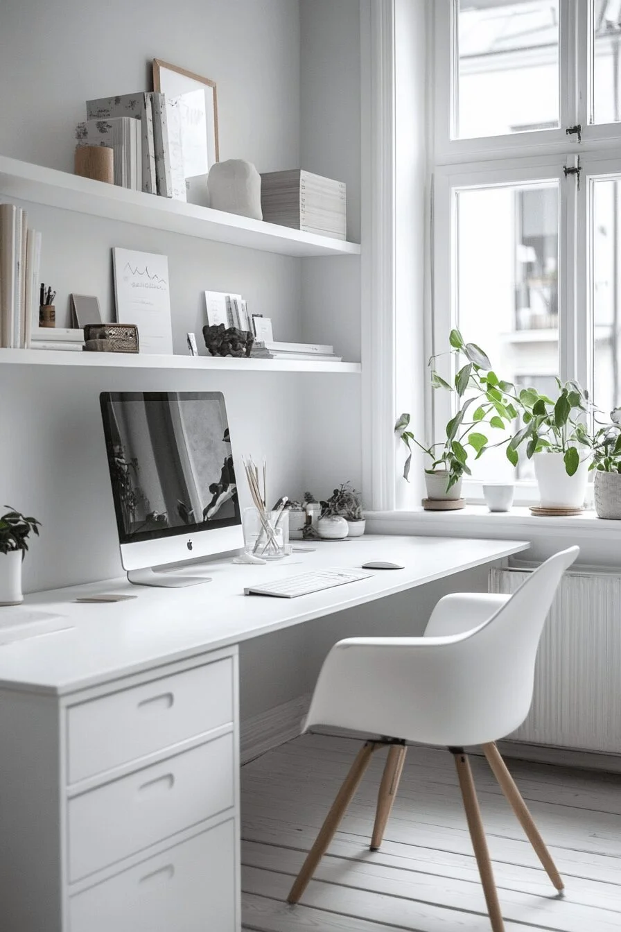 Minimalist Home Office with Pristine Canvas