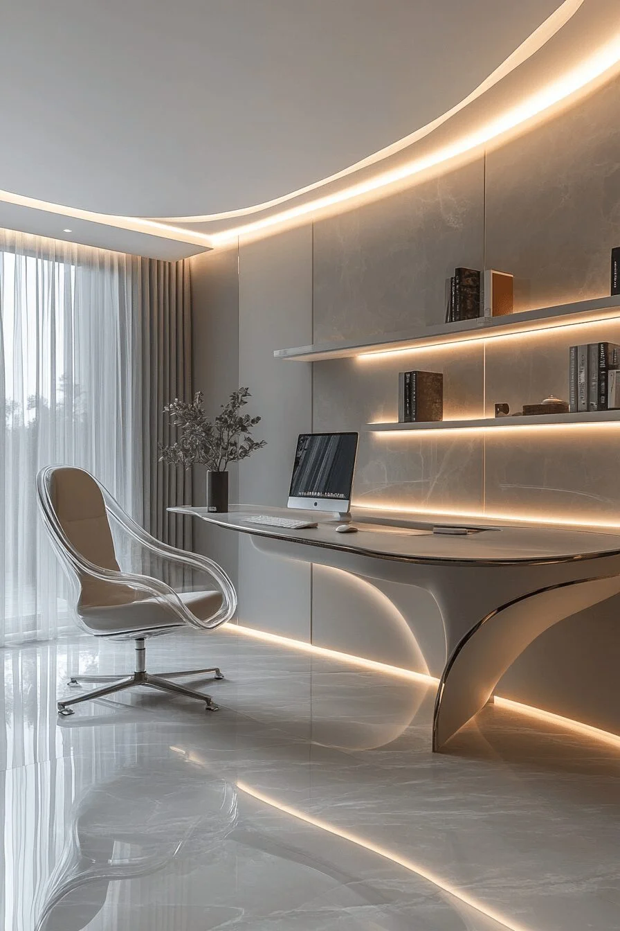 Minimalist Home Office with Floating Elegance