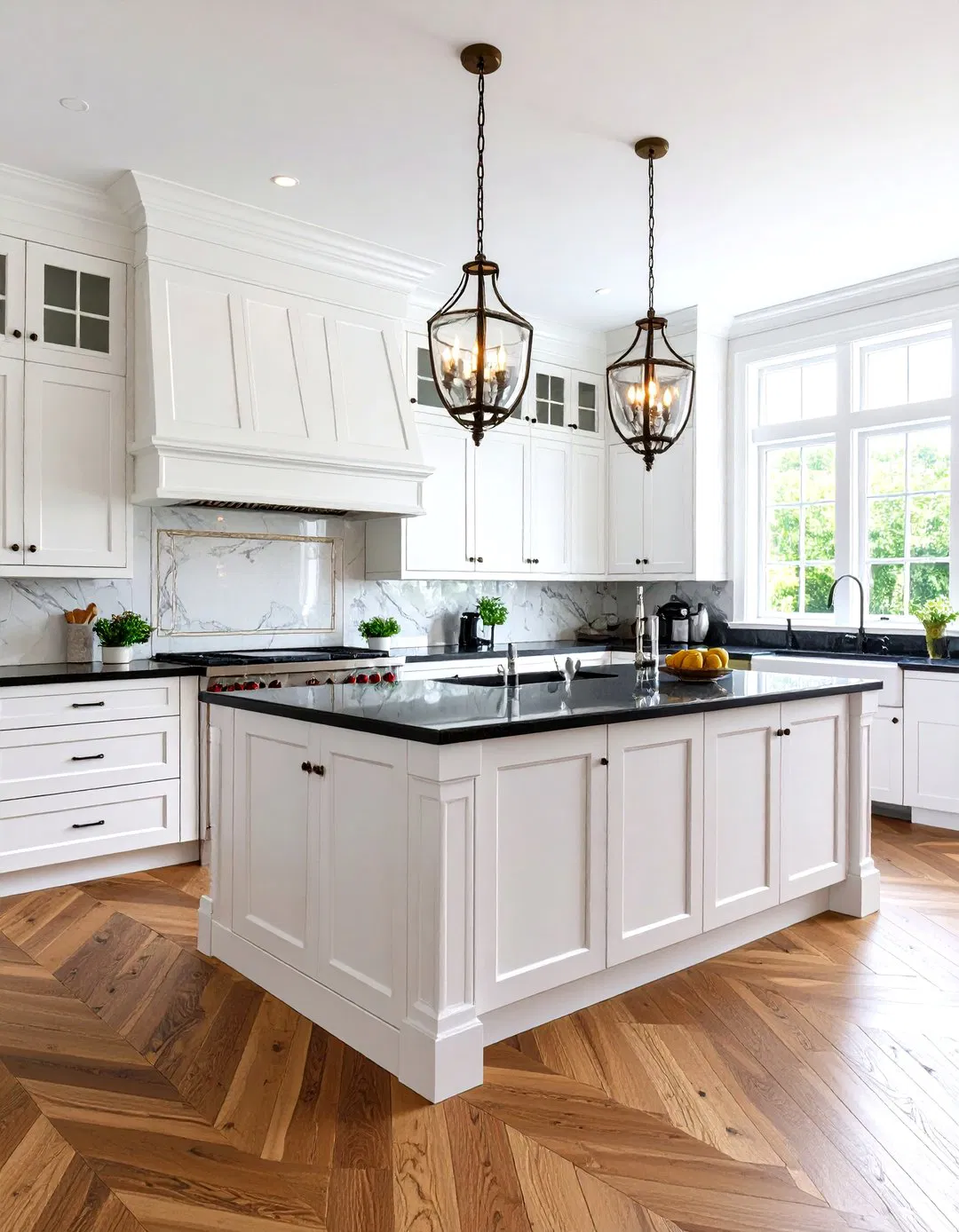 Traditional Kitchen with Crown Molding Details