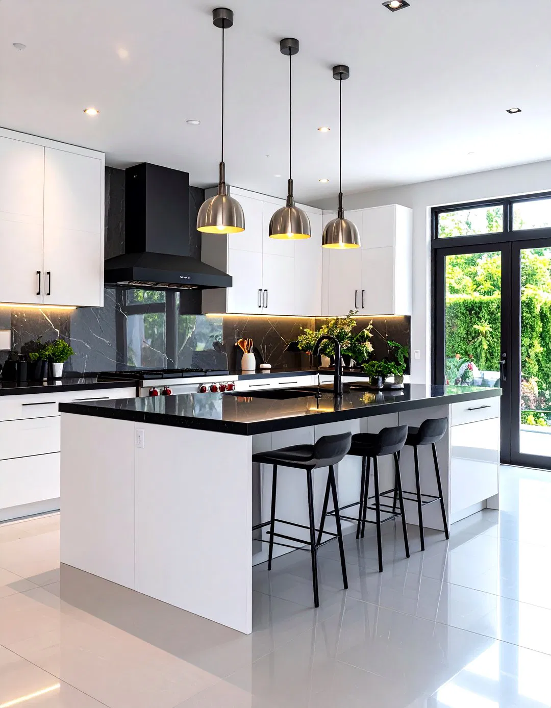 Contemporary Waterfall Edge Island Kitchen